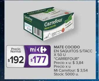 Carrefour Mate cocido en saquitos s tacc oferta