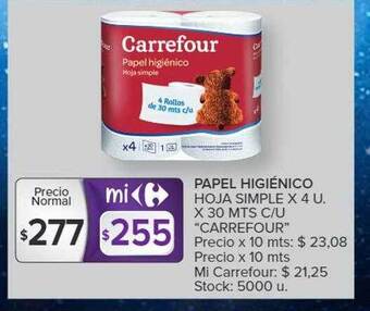 Carrefour Papel higiénico hoja simple oferta