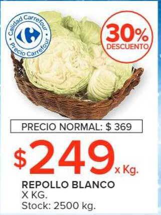 Carrefour Repollo blanco 30% descuento oferta