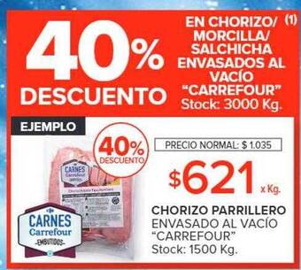 Carrefour Chorizo parrillero envasado al vacío oferta