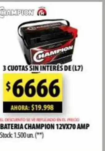 Punto Mayorista Bateria Champion 12VX70 Amp oferta