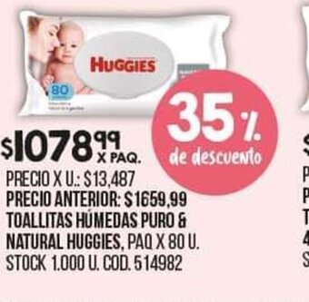 Coto Toallitas Húmedas Puro & Natural Huggies oferta