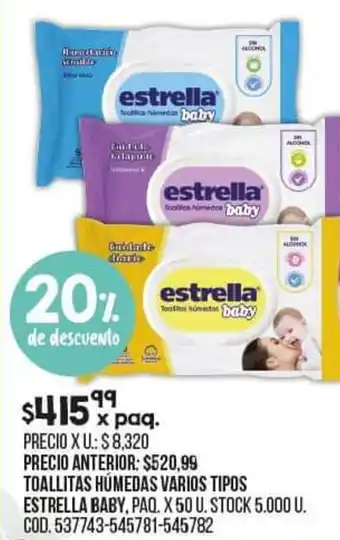 Toallitas Húmedas Varios Tipos Estrella Baby