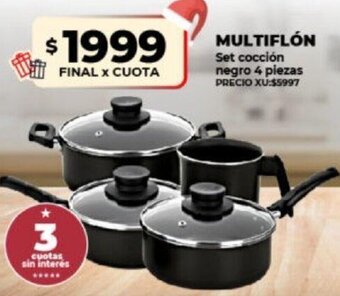 Supermayorista Vital Multiflón Set Cocción Negro 4 Piezas oferta