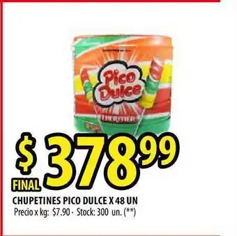 Punto Mayorista Pico Dulce Chupetines x 48 un oferta