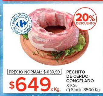 Carrefour Market Pechito de cerdo congelado 20% descuento oferta