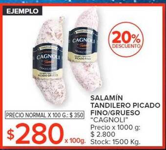Carrefour Market Salamín tandilero picado fino grueso oferta