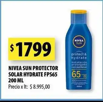 Punto Mayorista Nivea sun protector solar hydrate fps65 oferta