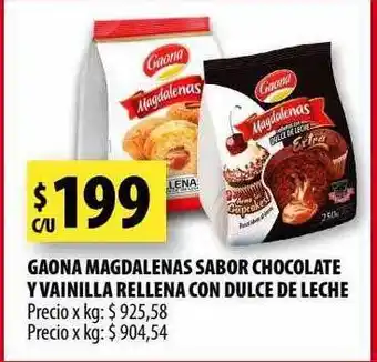 Punto Mayorista Gaona magdalenas sabor chocolate y vainilla rellena con dulce de leche oferta