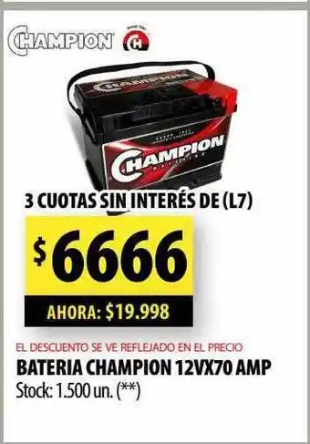 Punto Mayorista Bateria champion 12x70 amp oferta