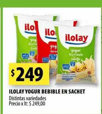 Punto Mayorista Ilolay yogur bebible en sachet oferta