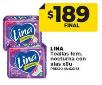 Supermayorista Vital Lina toallas fem. nocturna con alas oferta