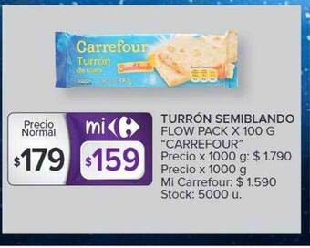 Carrefour Turrón semiblando flow pack oferta