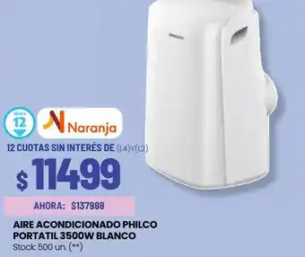 Walmart Aire acondicionado philco portatil 3500w blanco oferta