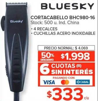 Carrefour Bluesky cortacabello bhc980-16 oferta