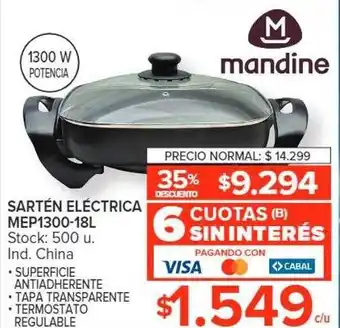 Carrefour Mandine sartén eléctrica mep1300-18l oferta