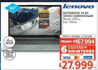 Carrefour Lenovo notebook 14 r3 3250u 82r0003qar oferta