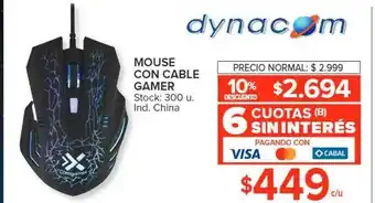 Carrefour Mouse con cable gamer dynacom oferta