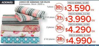 Carrefour Juego de sábanas 128 hilos oferta