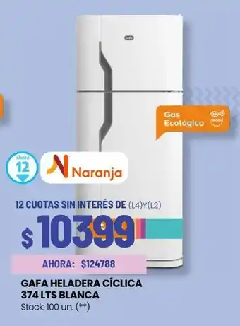 Gafa heladera cíclica 374 lts blanca