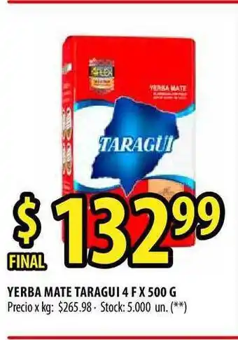Punto Mayorista Yerba Mate Taragui 4 F x 500g oferta