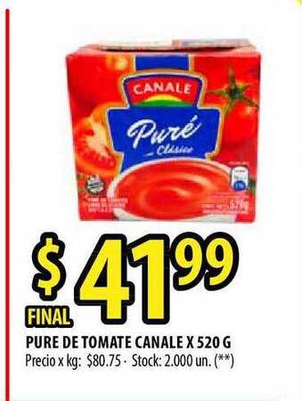 Punto Mayorista Canale Pure De Tomate x 520g oferta