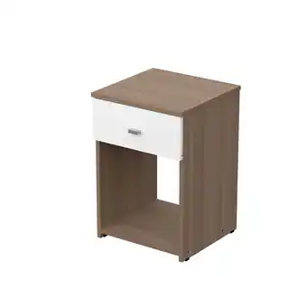 Frávega Mesa de luz 1 cajón dakar zero melamina dormitorio carv. mezzo/blanco oferta