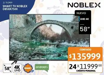 Cetrogar Smart tv led 58" noblex db58x7500 4k ultra hd android oferta