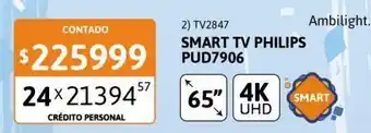 Cetrogar Smart tv led 65" philips pud7906 ultra hd android oferta