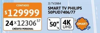 Cetrogar Smart tv led 50" philips 50pud7406/77 4k ultra hd oferta