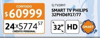Cetrogar Smart tv led 32'' philips 32phd6917/77 hd oferta
