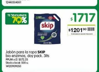 Jumbo Jabón para la ropa skip bio enzimas 3l oferta
