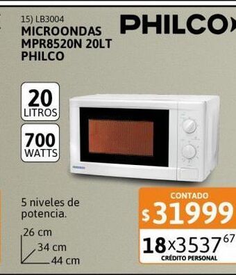 Cetrogar Microondas mpr8520n 20lt philco oferta