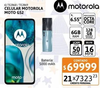 Cetrogar Celular motorola moto g52 6.55" 6/128gb azul oferta
