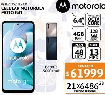 Cetrogar Celular motorola moto g41 6.4" 4/128gb negro onix oferta