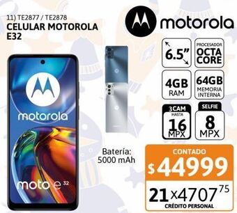 Cetrogar Celular motorola e32 6.5" 4/64gb gris oferta