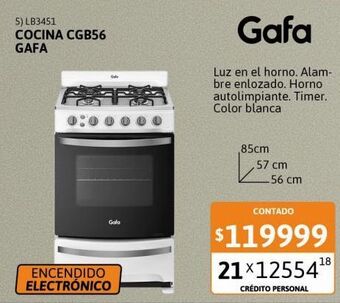 Cetrogar Cocina a gas cgb56 blanca 56cm gafa oferta