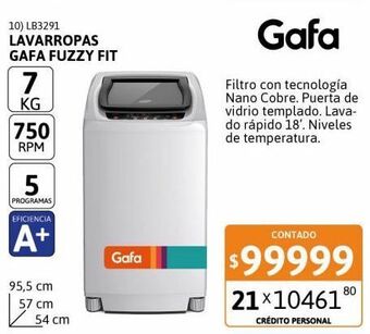 Cetrogar Lavarropas gafa fuzzy fit oferta