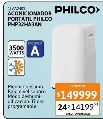 Cetrogar Aire acondicionado portátil philco p32ha3an 3500w frío calor oferta
