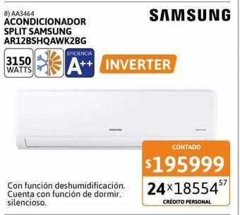 Cetrogar Aire acondicionado split samsung ar12bshqawk2bg fc 3150w inverter oferta