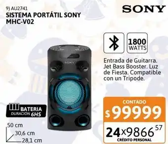 Mini componente sony mhc-v02 bt-cd-usb