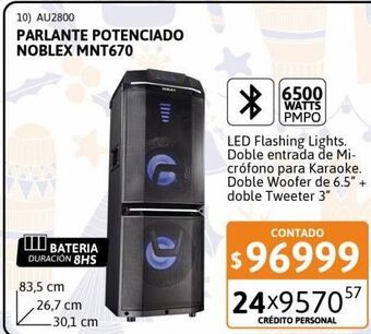Cetrogar Parlante mnt670 6500w pmpo noblex oferta
