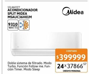 Cetrogar Aire acondicionado split midea 9310w frío calor msauc36h01m oferta