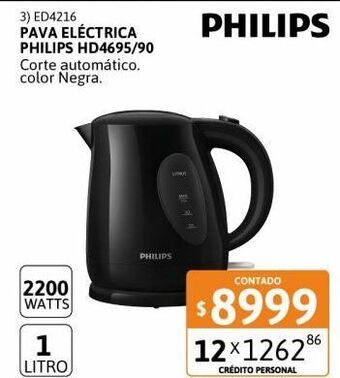 Cetrogar Pava eléctrica philips hd4695/90 1 litro oferta