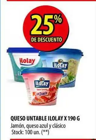 Punto Mayorista Ilolay Queso Untable x 190g oferta