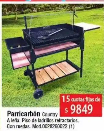 Parricarbón country a leña piso de ladrillos refractaris con ruedas