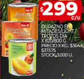 Supermercados DIA Durazno en Mitades / Light / Trozos Dia x 800/820g oferta