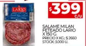 Supermercados DIA Salame Milan Feteado Lario x 150g oferta