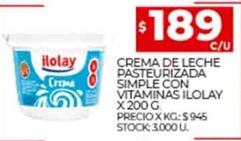 Supermercados DIA Crema De Leche Pasteurizada Simple Con Vitaminas Ilolay x 200g oferta