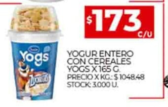 Yogur Entero Con Cereales Yogs x 165g